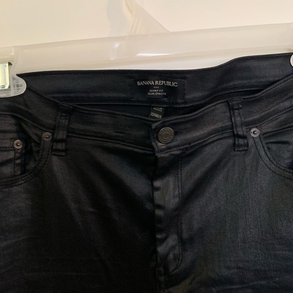 Banana republic black wet look jeans size 32 regular skinny fit. - Picture 2 of 2